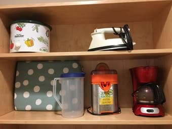 Crock pot, pitcher, iron, juicer, coffee pot, mini ironing board 1