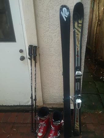 skis, ski boots, ski poles 1
