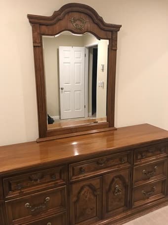 Antique wood dresser and mirror 1