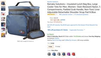 Large Insulated Nylon Lunch Bag with Compartments 1