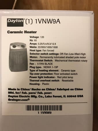 Dayton Ceramic Heater 40% Off 2