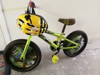 Green child's bike + helmet for sale! 1