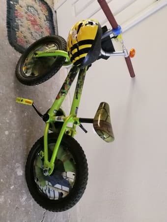 Green child's bike + helmet for sale! 2