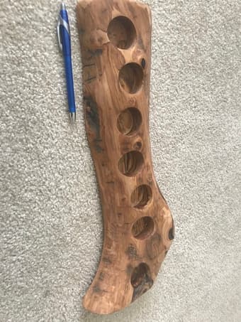 Olive wood rustic carved 7 tealight holder 1
