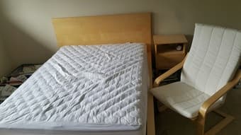 ikea queen size bed + mattress (originally +1000) plus chair, closet 2
