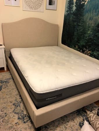 **QUEEN-SIZED MATTRESS, BOXSPRING, & BEDFRAME** - excellent condition 1