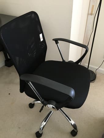 Office chair,queen size bedframe and bedside table 1