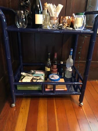 Navy bar cart on wheels 1