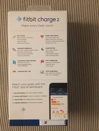 Fitbit Charge 2 Heart Rate + Fitness Wristband, Black, Large 3