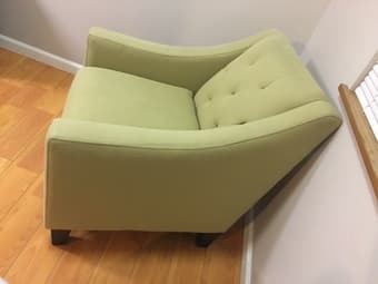 Light green upholstered accent chair 2