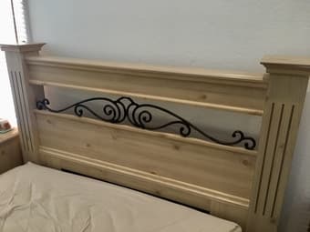 Bedroom furniture - queen mattress, headboard, chairs 1