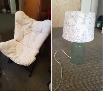 end of year sale: bins, bike, chair, shoes, lamp, and boyfriend pillow 2