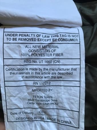 Teton sleeping bag 3