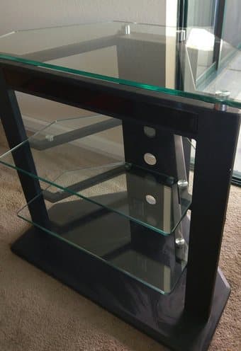 Glass and black TV stand 1