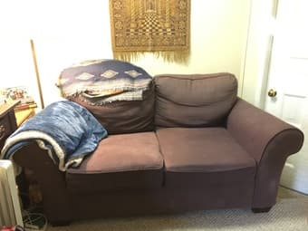 Couch 2-seater wine-colored sofa 1