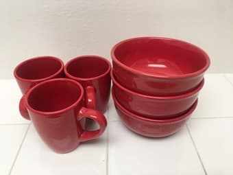 Set of 3 large ceramic bowls + 3 mugs 1