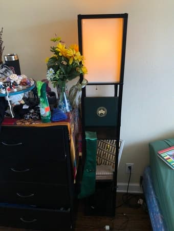 Tall lamp with shelving 1