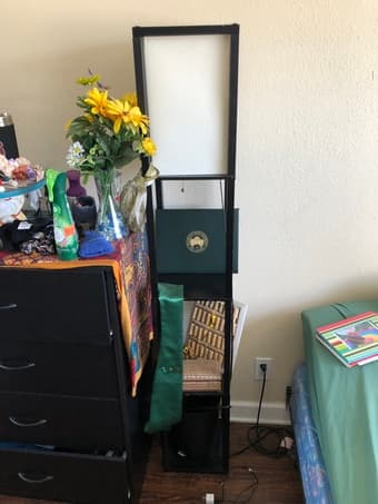 Tall lamp with shelving 2