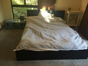 FREE FULL IKEA MALM BED (Frame & mattress), bedside table and trunk 3