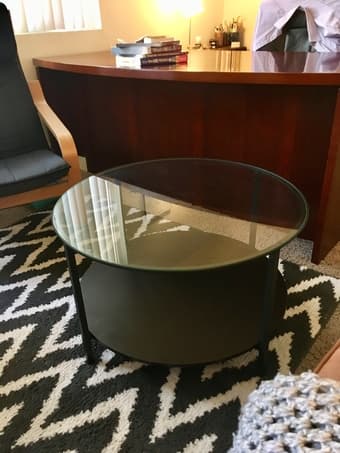 Modern Glass & Black-Brown Wood Coffee Table from Ikea (VITTSJÖ) 3