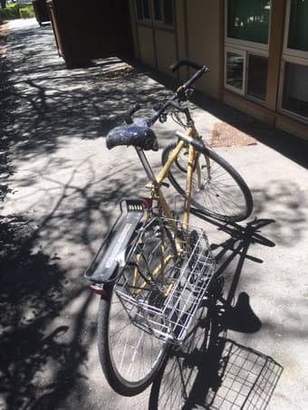 Peugeot yellow steel frame bike + Kryptonite D-lock 1