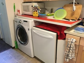 Front load WASHER+DRYER COMBO machine plus dishwasher and shelf 1