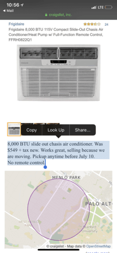 Air Conditioner - in window, Frigidaire, Like New 1