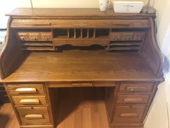 Antique Roll-top Oak Desk (Menlo Park) 1