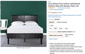 Leather Upholstered Platform Bed + 12 inch Mattress (Full Size) 2