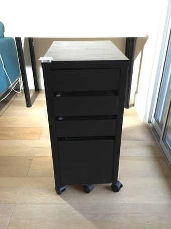 Ikea desk, drawers, lack table, curtains 2