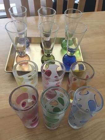 2 sets of shot glasses 1