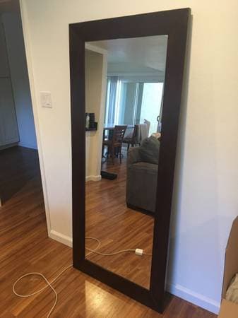 Large dark wood standing mirror, new condition ($300 value) 3