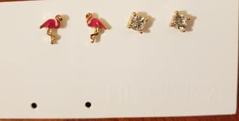 brand new earrings- 2 sets, flamingo, stone stud 1