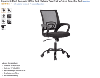 Ergonomic Mesh Computer Office Desk Midback Task Chair w/Metal Base 1