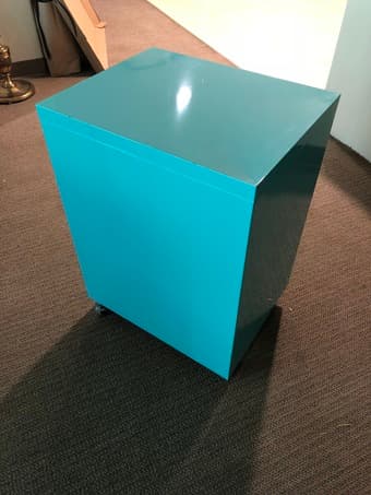 Teal CB2 TPS 3-drawer filing cabinet for sale 3