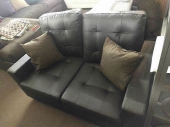 Black Faux Leather Loveseat For Sale 1