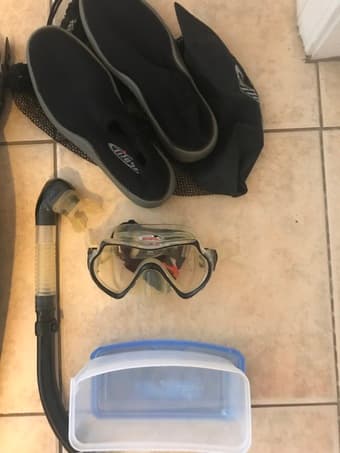 Scuba / Snorkeling Gear - Split Fins, Snorkle, Mask, Booties, Mesh Bah 3