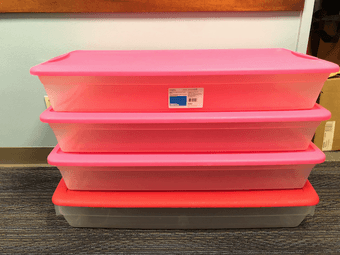 Sterilite 41 Qt./39 L Storage Box, pink cover 1