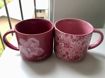 New mugs, flowers design, 2 in a set 1
