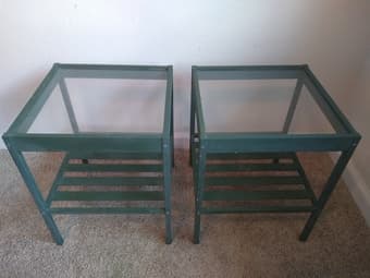 Two Turquoise Green Nightstands / Bedside Tables 1