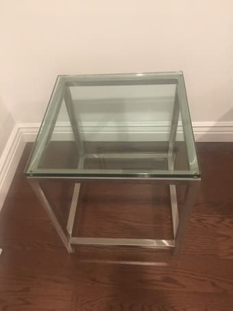 Crate and Barrel Era Glass Side Tables 1