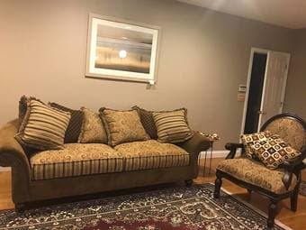 Sofa, Chair (Raymour and Flanigan) + Loveseat (Ashley) + Coffe 1