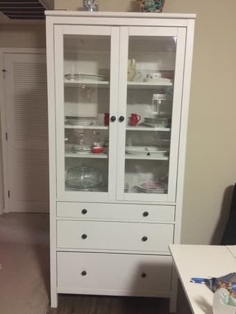HEMNES Glass-door cabinet with 3 drawers 1