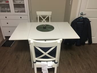 INGATORP Drop leaf table and 2x Chairs 3