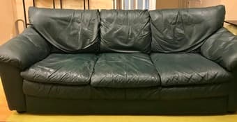 Just reduced! Dark Green Leather Sofa Set in Menlo Park 2