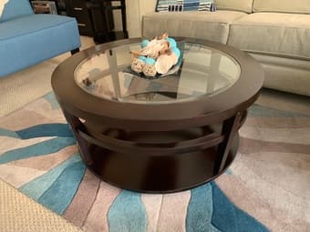 Round Glass and Wood 2-PC Table Set from Macy's 1
