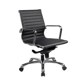 OfficeSource Nova Series Mid-Back Modern Office Chair, Black LeatherTe 1
