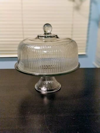 Ribbed glass dome cake set (by Anchor Hocking) 1
