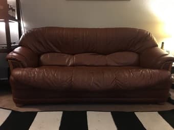 Brown Leather Sofa & Recliner 3