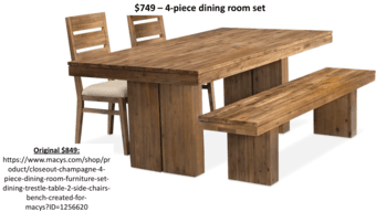 $749 – 4-piece dining room set 1